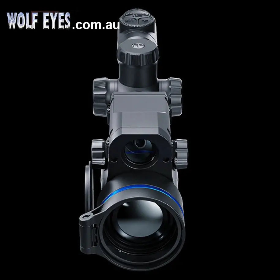 Front view of Pulsar Thermion2 XL60 LRF thermal scope highlighting large HD lens and rugged design for sporting and outdoor use.