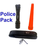 Sniper E Ultra Police Pack including Sniper E Ultra torch, holster, pen clip and traffic wand