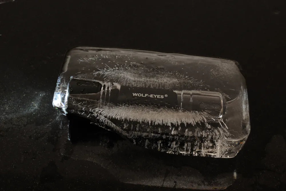wolf eyes led torch in ice cube photography hunting police torch