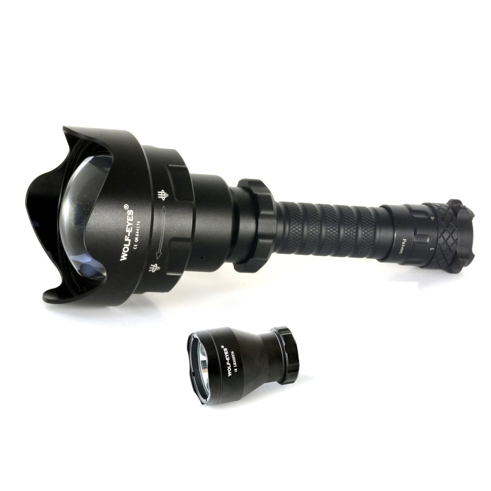 Wolf Eyes Seal Pro Ultra LED Torch with long throwing 600 metre and flood head included