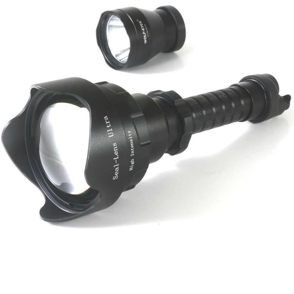 Wolf Eyes Ultra LED torch with long throw and a flood head