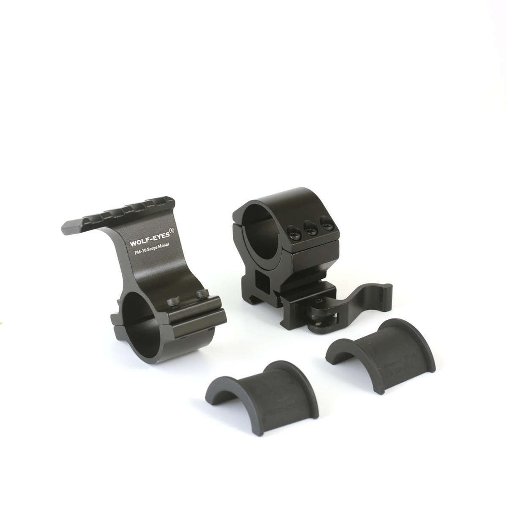 Seal Picatinny Rail Mount Quick Release by Wolf Eyes Tactical with included inserts for LED torch attachment, ideal for tactical gear setups.