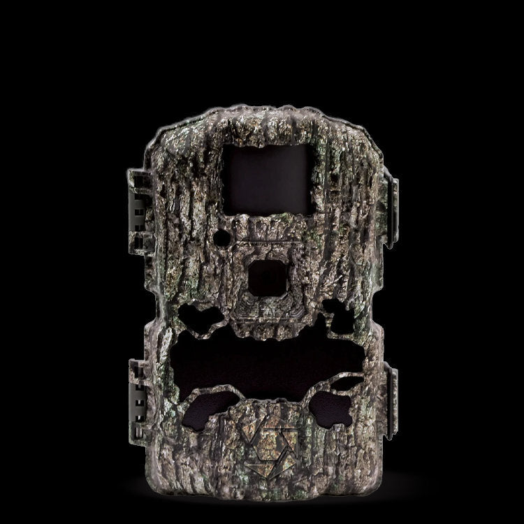 Stealthcam Gmax Vision No Glo Trail Camera in camouflage design with rugged bark-like texture, ideal for discreet wildlife monitoring.