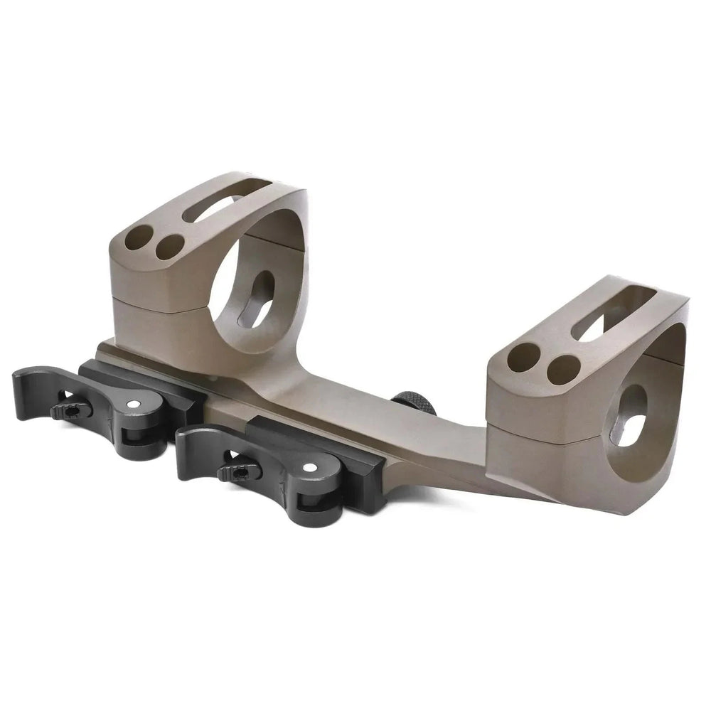 Warne QD XSKEL 30mm mount in Dark Earth with quick-detach levers and cantilever design for thermal optic accessories. Ideal for precise scope placement.