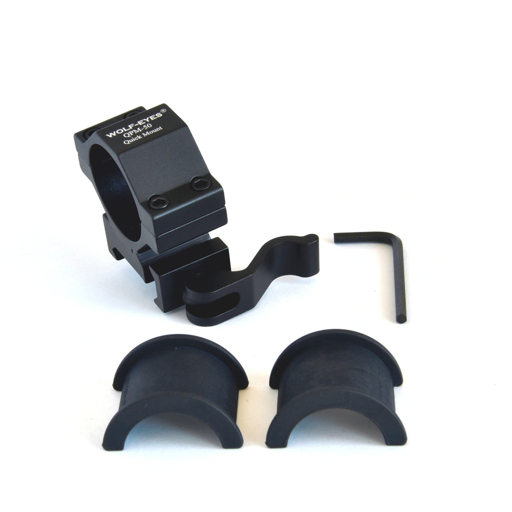 Wolf Eyes Torch Quick Release Picatinny Rail mount showing rubber 25mm inserts