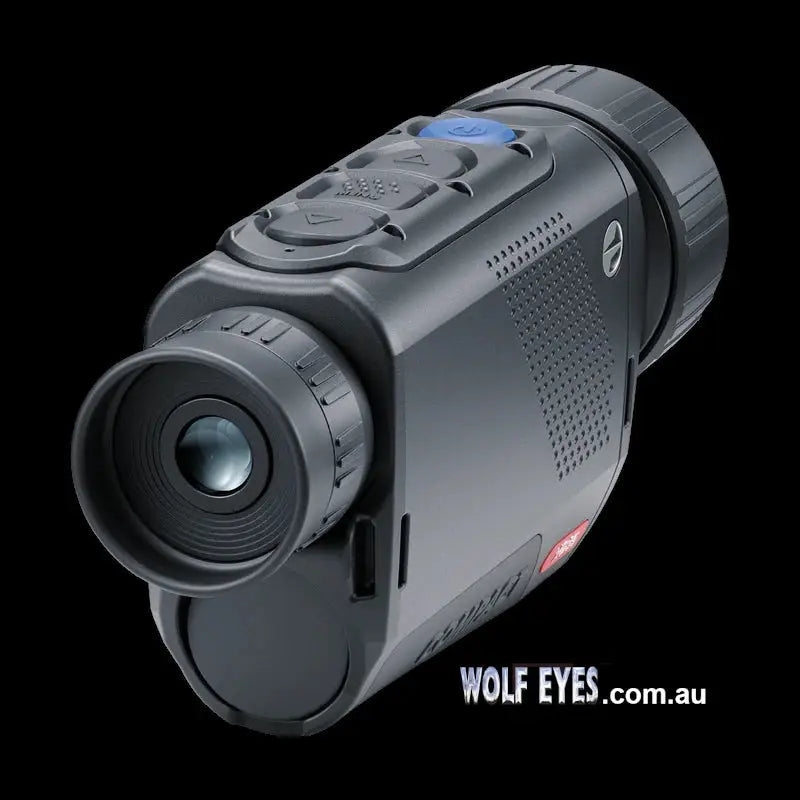Rear view of Pulsar Axion Compact XG35 thermal monocular showing eyepiece and control buttons, ideal for long-range detection and portability.