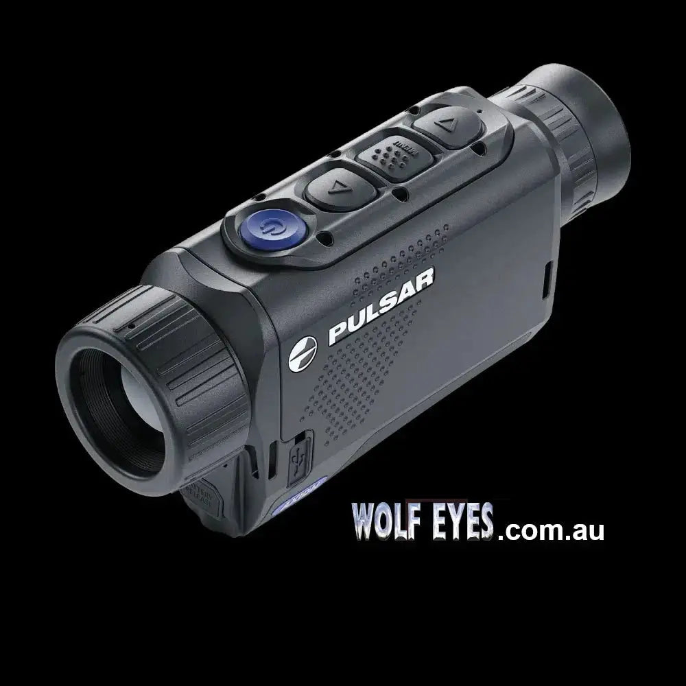 Top view of Pulsar Axion XQ30 Pro thermal monocular highlighting control buttons and compact form, perfect for handheld thermal detection.