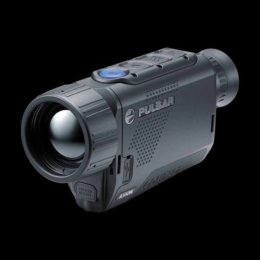 Pulsar Axion XG35 thermal imaging monocular with 640 sensor, compact design, and durable magnesium alloy body for outdoor and wildlife use.