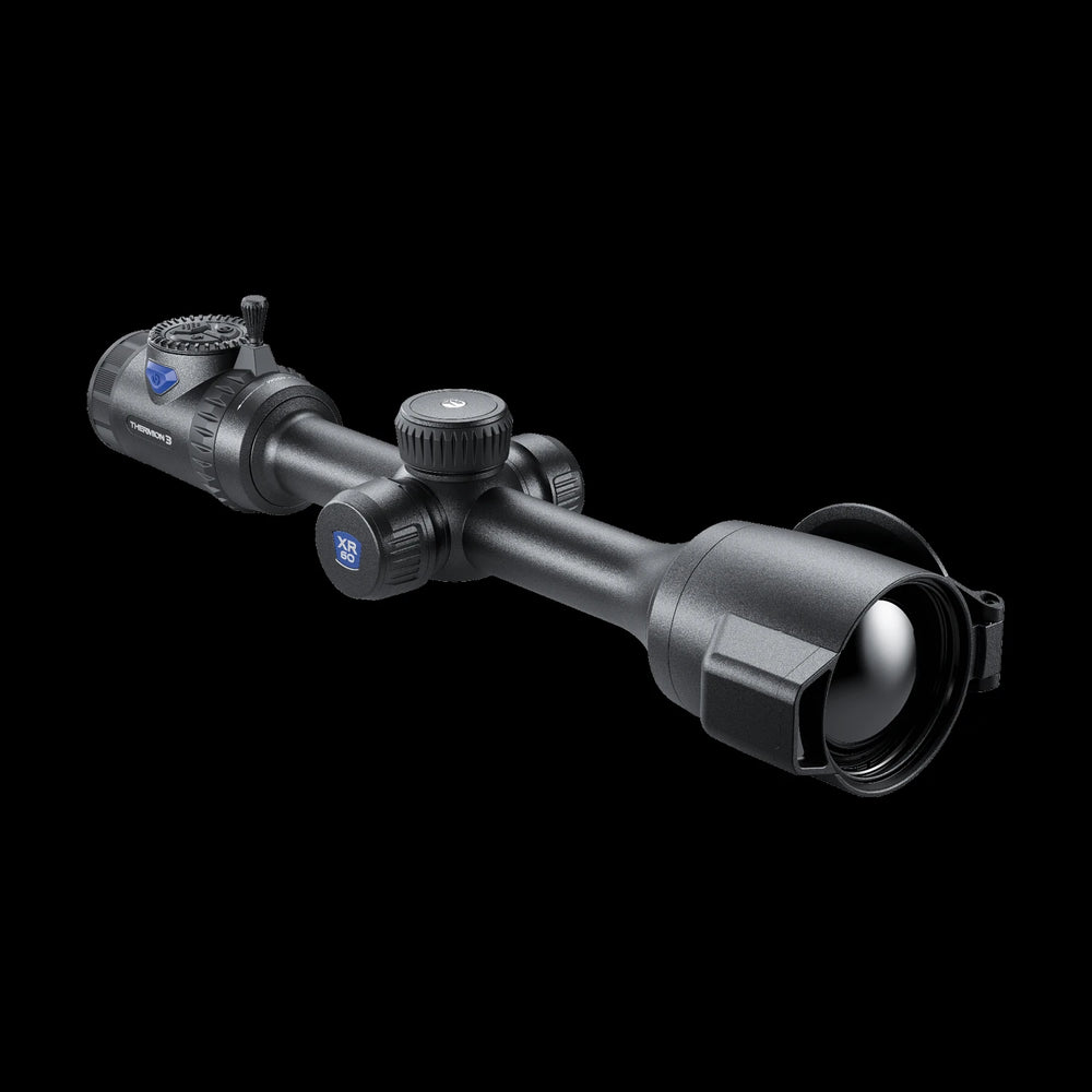 Pulsar Thermion3 XR60 LRF thermal scope Australia showing buttons and controls including zoom joystick and 60mm lens