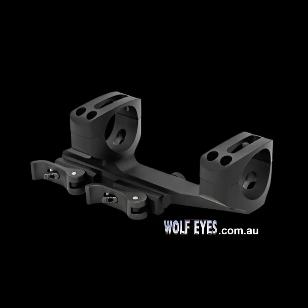 Warne QD XSKEL 30mm mount displayed on black background, highlighting quick-detach levers and lightweight tactical design.