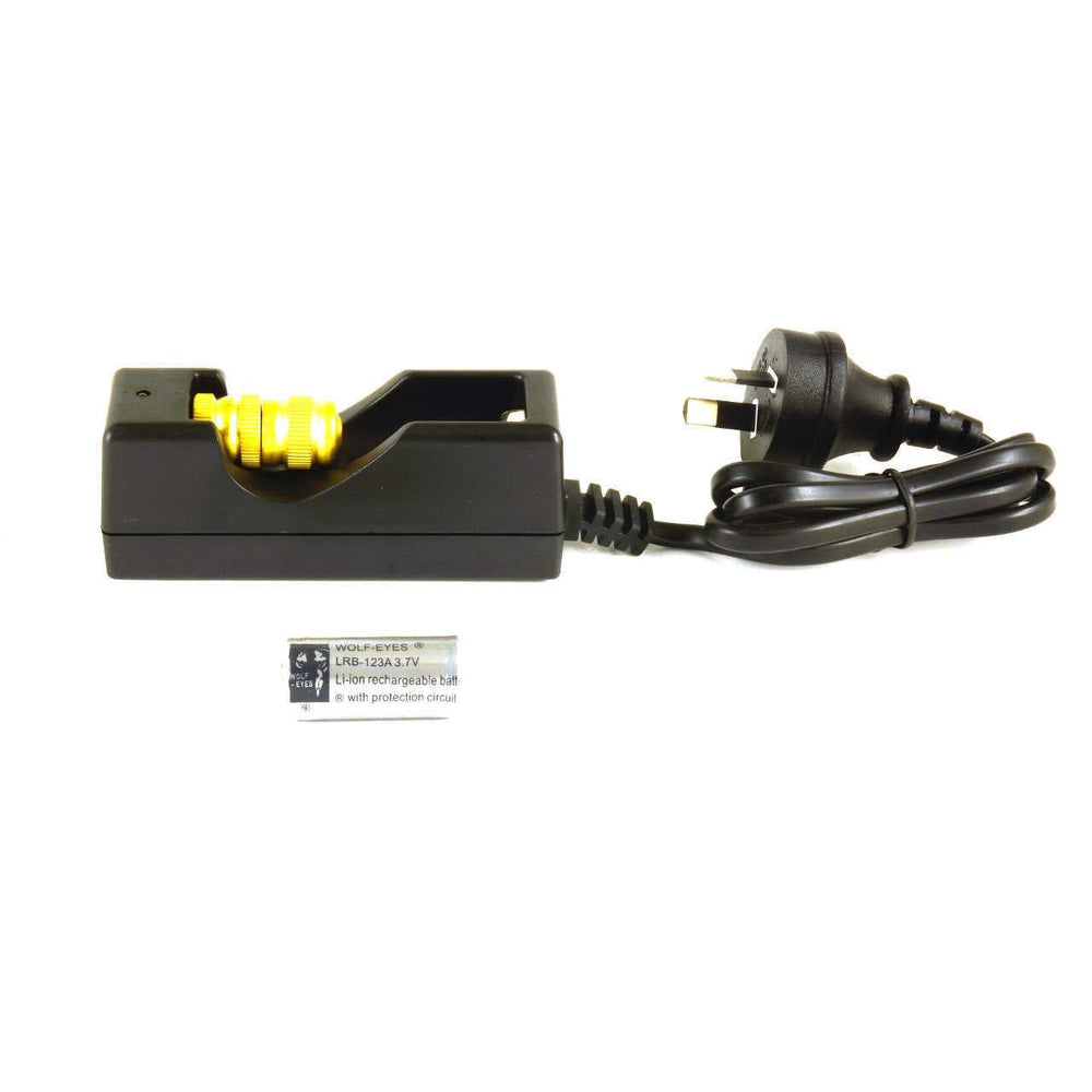 Charging kit for Angel C LED Torch - Compact Powerful Light | 260 Lumens, Rechargeable including battery, charger, and plug for convenient recharging.