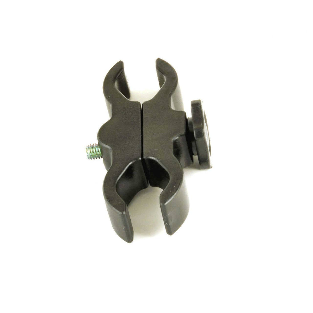 Side profile of M2 Mount showing clamp design and central knob. Ideal flashlight accessory for mounting LED torches on 25/30mm tubes.