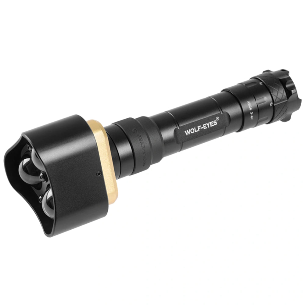 owl three led flashlight with adjustable beam and output