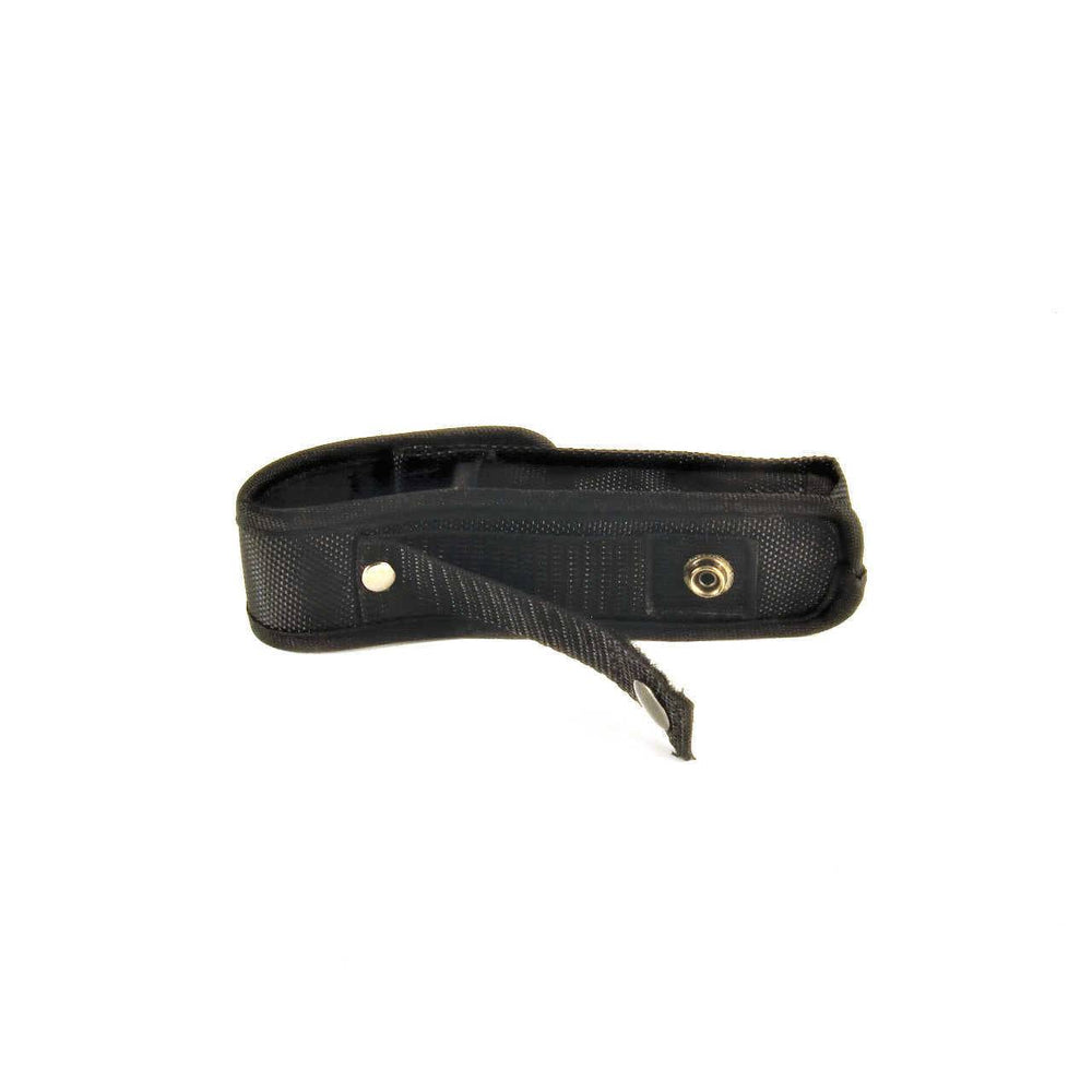 Back view of Sn1per Mini Holster - Wolf Eyes Fit showing dual loop belt attachment system for secure flashlight carry on duty belts.